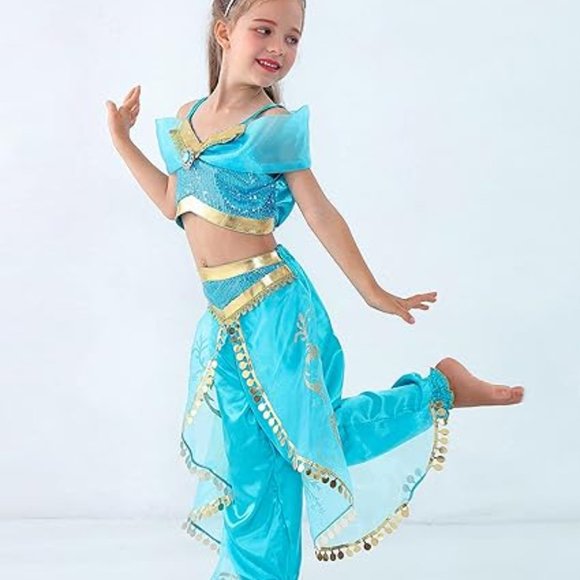 Arabian Princess Costume with Headband Accessories - Halloween Cosplay Outfit - Picture 2 of 6